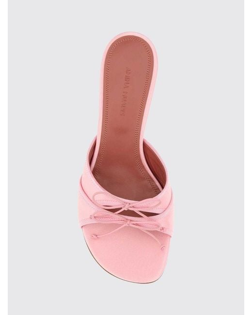 AMINA MUADDI Pink Animal Print Satin Eleonora Mules
