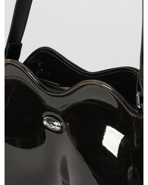 DIESEL Black Double-D Patent Leather Bag