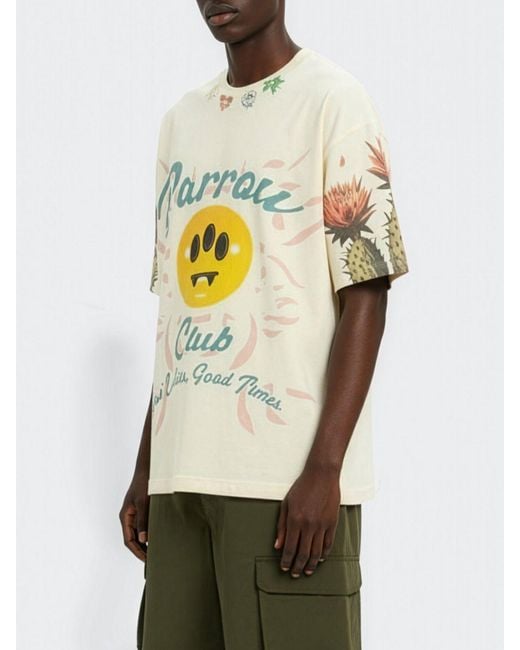 Barrow Gray Printed Cotton T-Shirt for men