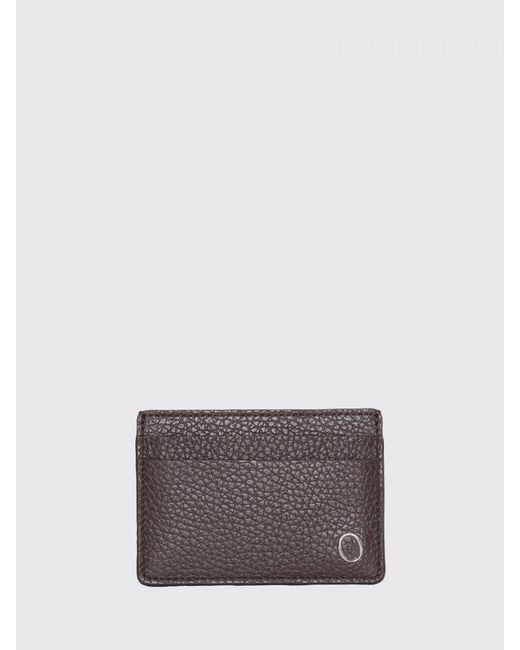 Orciani Gray Micron Hammered Leather Credit Card Holder for men