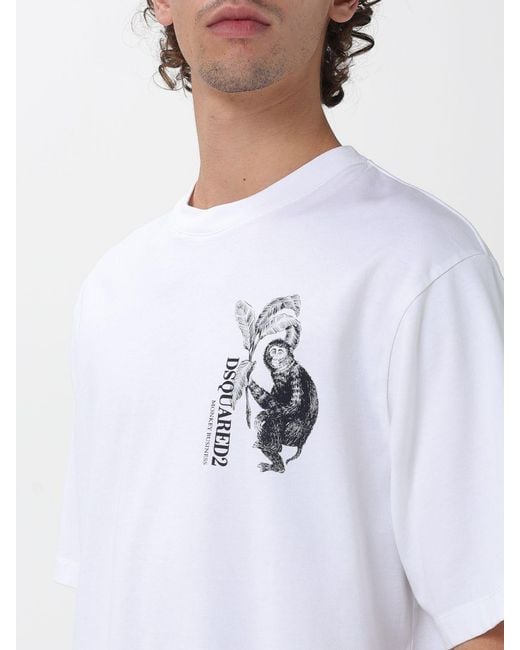 DSquared² White Cotton T-Shirt With Logo for men