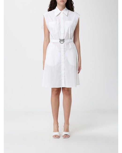 Pinko White Cotton Chemisier Dress