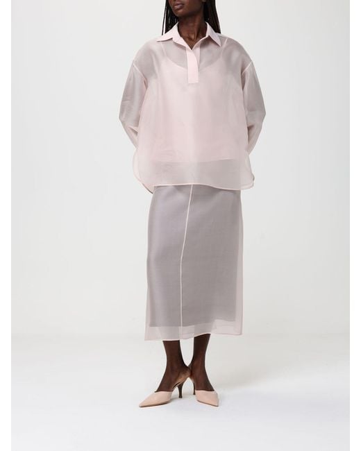 Agnona Pink Silk Organza Shirt