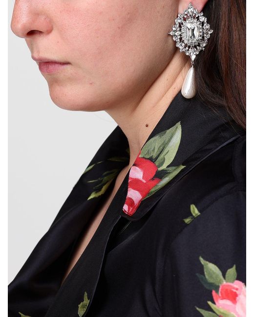 Self-Portrait White Brass Drop Earrings With Rhinestones And Synthetic Pearls