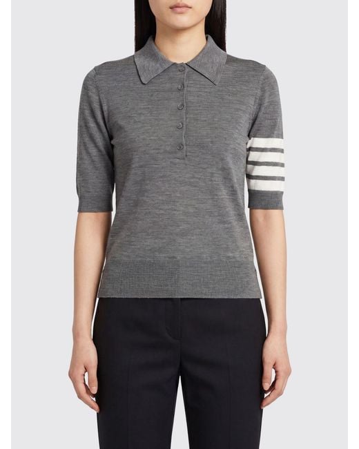 Thom Browne Gray Slim Fit Knitted Polo Shirt