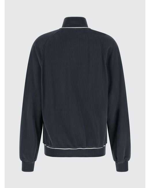 Brunello Cucinelli Blue Zip-Up Cotton Sweatshirt With A Turtleneck