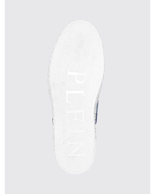 Philipp Plein Blue Rhinestone Suede Sneakers for men