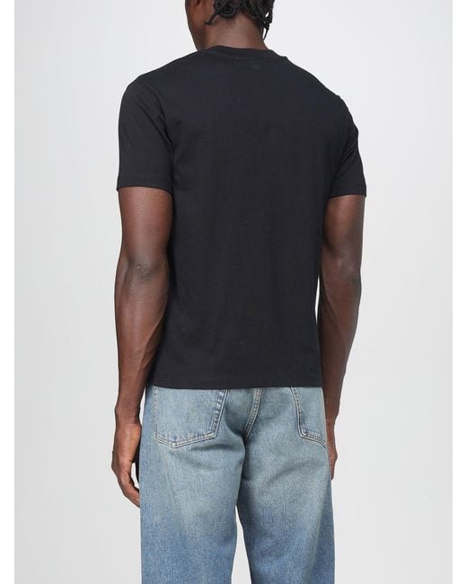 AMI Blue Cotton T-Shirt With Embroidered Logo for men