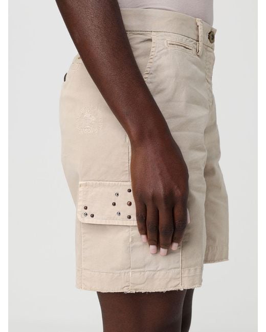 Mason's Natural Cotton Cargo Shorts With Studs