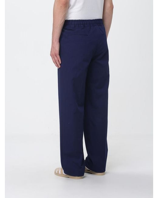 Valentino Blue Cotton Wide Leg Trousers for men