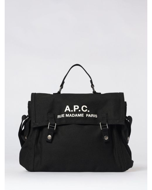 A.P.C. Black Recuperation Satchel Cotton Bag With Logo for men
