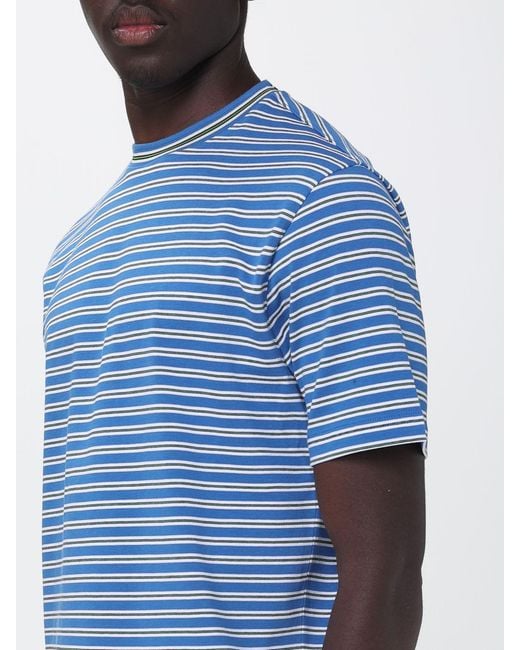 Paul Smith Blue Striped Organic Cotton T-Shirt for men