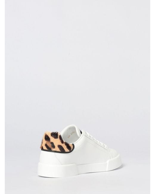 Dolce & Gabbana White Dolce &Amp Gabbana Portofino Leather And Animalier Pony Skin Sneakers