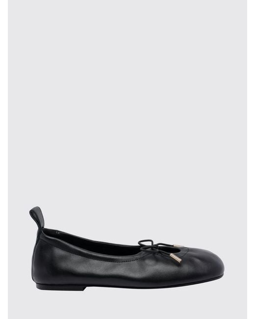 Alohas Black Rosalind Nappa Leather Ballet Flats With Bow Detail