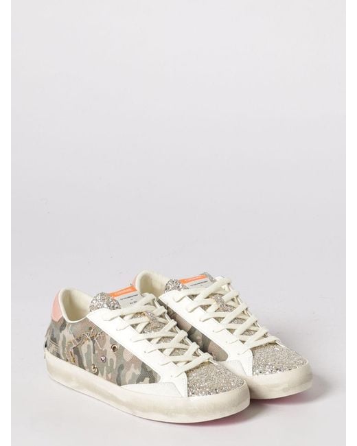 Crime London Natural Distressed Camouflage Canvas And Leather Sneakers