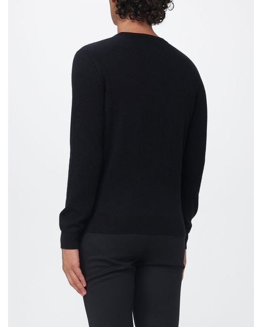 Malo Black Pure Cashmere Crewneck Jumper With Ribbed Trims for men