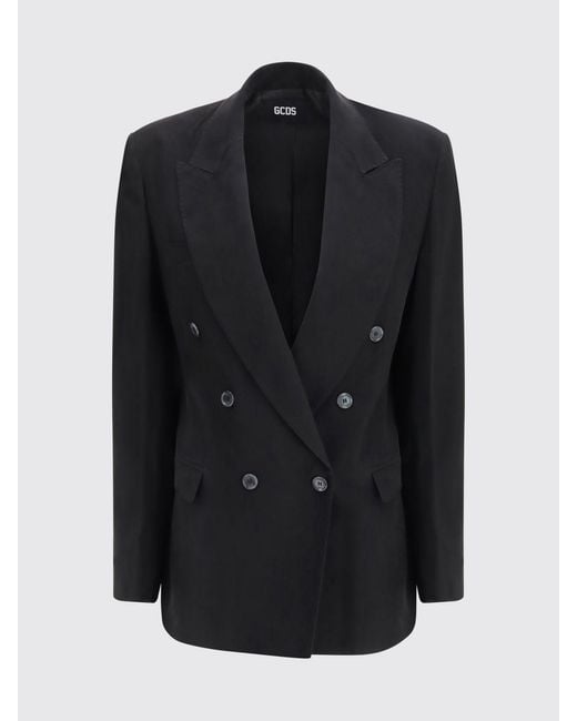 Gcds Blue Double-Breasted Viscose Blend Blazer By