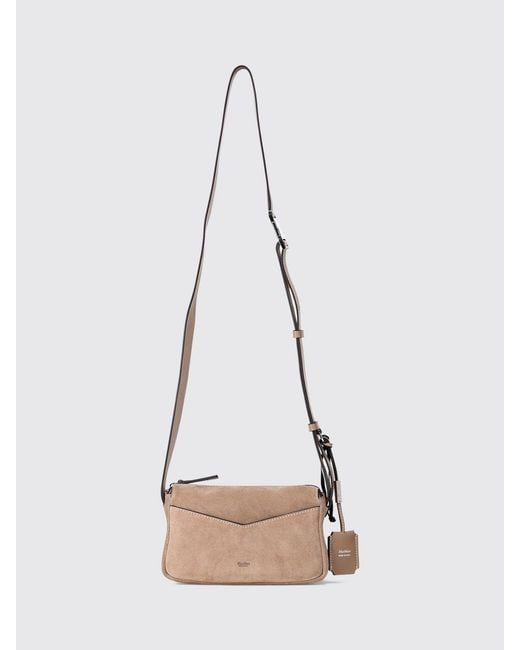 Max Mara Natural Umhängetasche Aus Wildleder Mit Logo-Charm