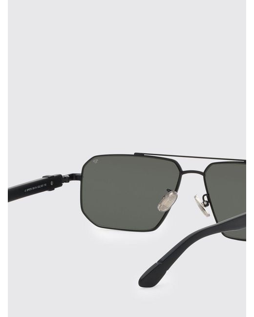 Philipp Plein Gray Aviator Metal Sunglasses With Double Bridge And Hexagon Logo for men