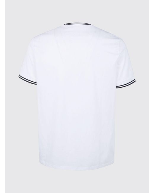 Fred Perry White Cotton T-Shirt With Logo for men