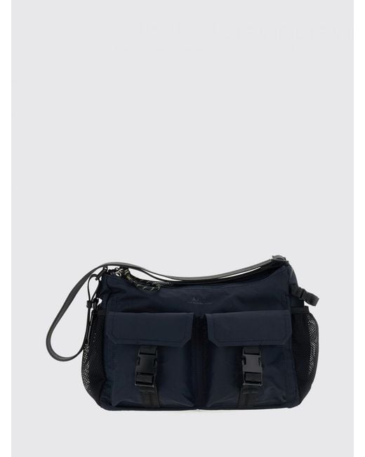 A.P.C. Blue Utility Nylon Crossbody Bag With Patch Pocket And Carabiner for men
