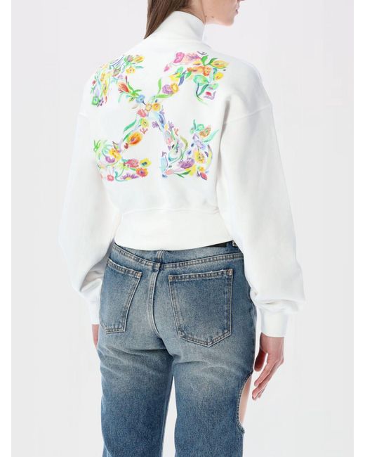 Off-White c/o Virgil Abloh Blue Cropped Cotton Sweatshirt