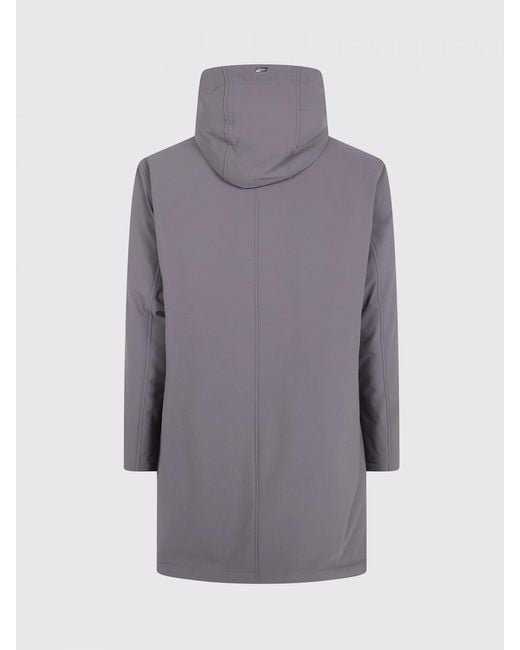 Herno Gray Knee-Length Polyester Parka With Adjustable Hood And Fleece Lining for men