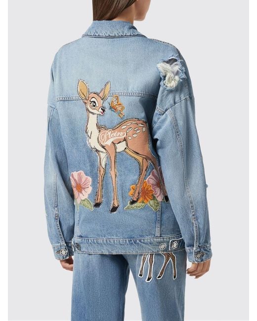 Philipp Plein Blue Printed Cotton Roedge Jacket