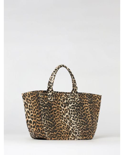 Ganni Metallic Animal Print Tote Shoulder Bag