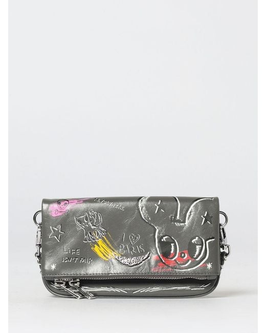 Zadig & Voltaire Gray Zadig &Amp Voltaire Rock Nano Humberto Printed Leather Bag By