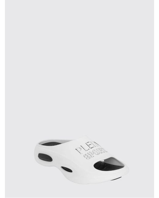 Philipp Plein White Rubber Slide Sandals With Printed Logo for men