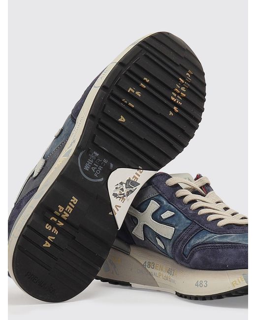 Premiata Blue Mick Suede And Nylon Sneakers for men