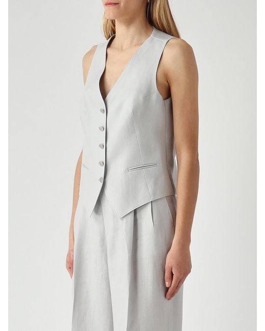 Tagliatore White Linen Single-Breasted Vest