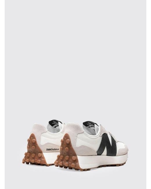 New Balance White 327 Mesh And Suede Sneakers