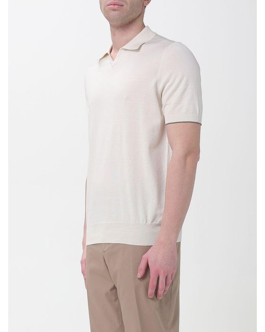 Brunello Cucinelli White Cotton Knit Polo Shirt for men