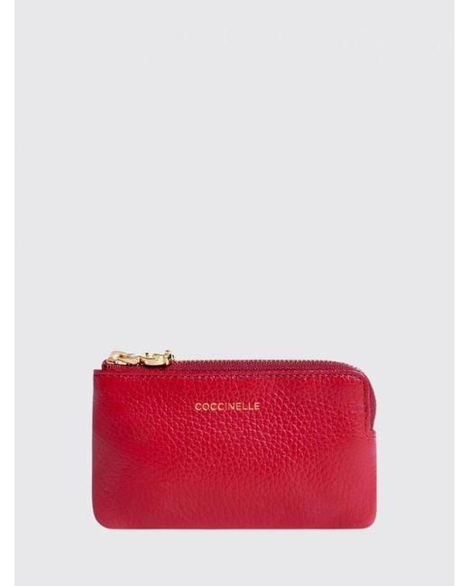 Coccinelle Red C-Me Softy Grained Leather Coin Purse With Keychain