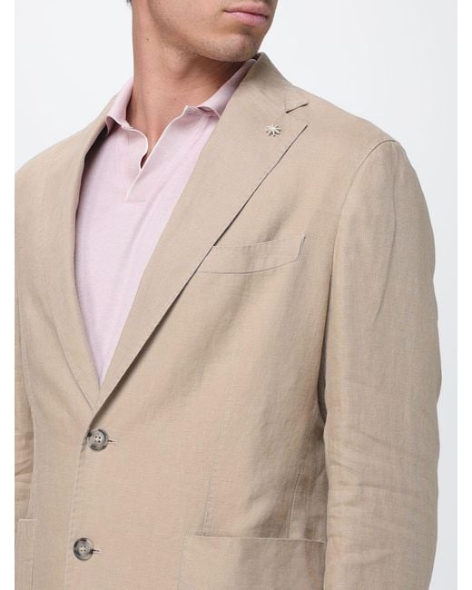 Manuel Ritz Natural Single Breasted Linen Blazer for men