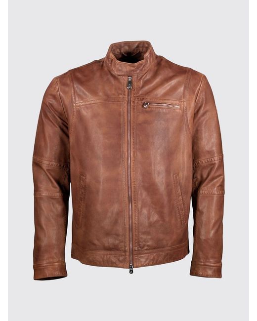 Peuterey Blue Leather Jacket for men