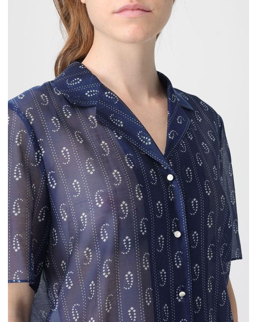 Tory Burch Blue Printed Cotton And Silk Shirt