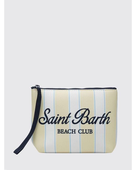 Mc2 Saint Barth White Aline Striped Polyester Pouch for men
