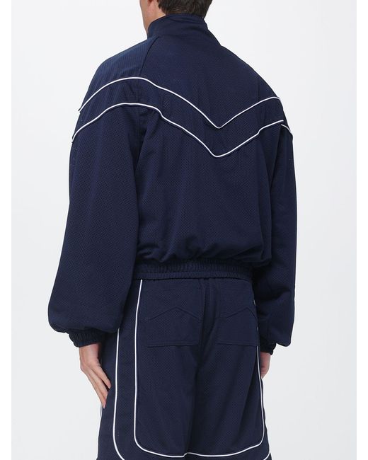 Rhude Blue Cropped Polyester Bomber Jacket With High Neck And Contrast Logo for men