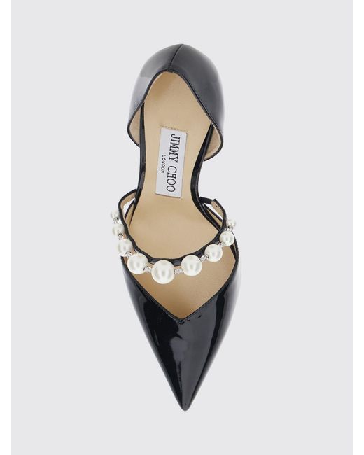 Jimmy Choo Black Aurelie Patent Leather Pumps With Pearls And Stiletto Heel