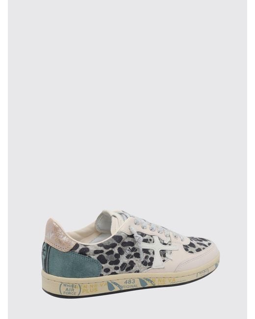 Premiata White Bskt Clad Leather Sneakers With Studs
