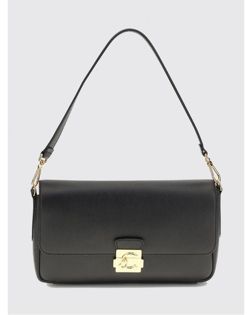Coccinelle Black C-Me Lock Medium Grained Leather Bag