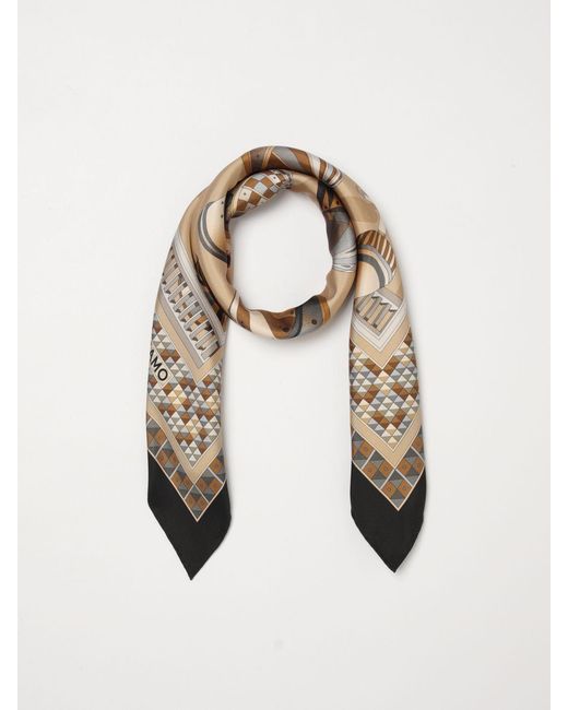 Ferragamo Natural Renaissance Geometries Print Silk Scarf