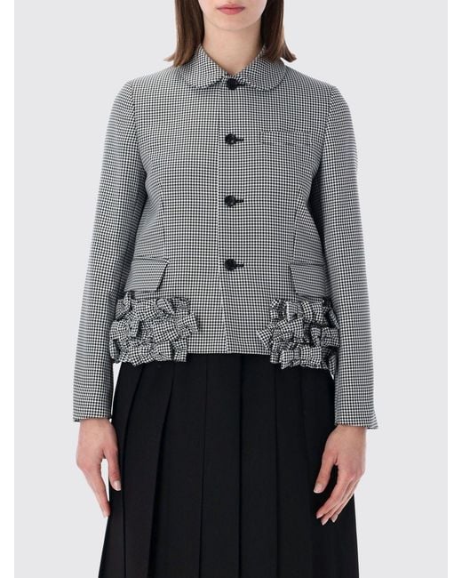 Comme des Garçons Gray Comme Des GarÇ Ons Houndstooth Slim Fit Cropped Blazer With All-Over Bows