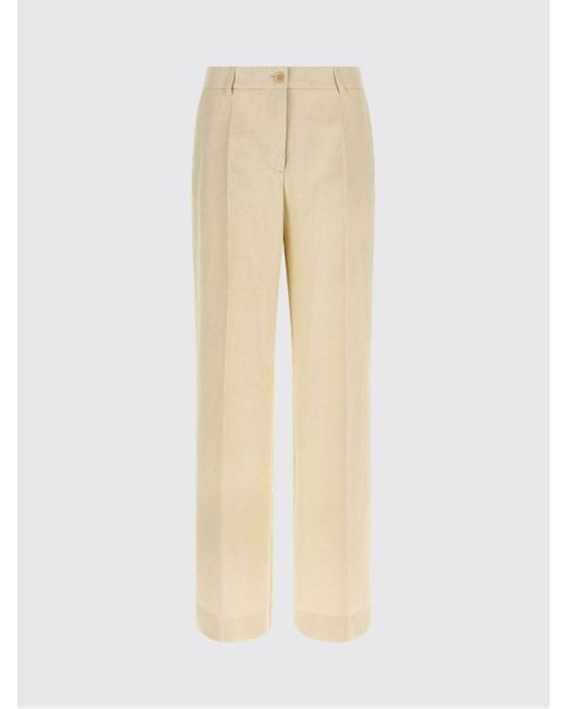 P.A.R.O.S.H. Natural P.A.R.O.S.H. High-Waisted Tailored Wide-Leg Linen-Blend Trousers
