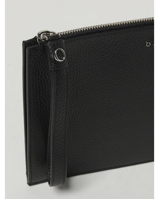 Orciani Black Hammered Leather Clutch for men