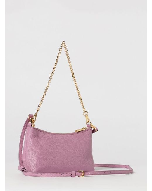 Coccinelle Pink Aura Hammered Leather Bag