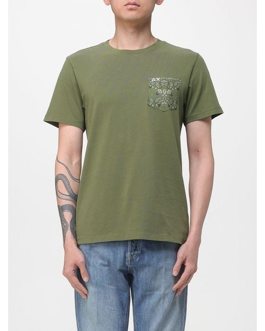 Sun 68 Green Basic Cotton T-Shirt for men